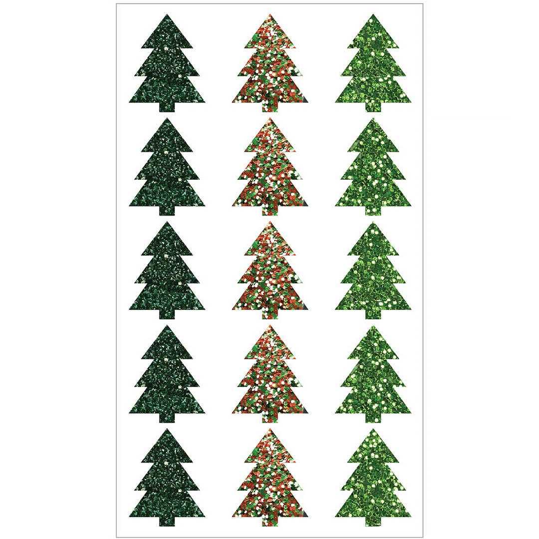 Chunky Glitter Christmas Tree Stickers