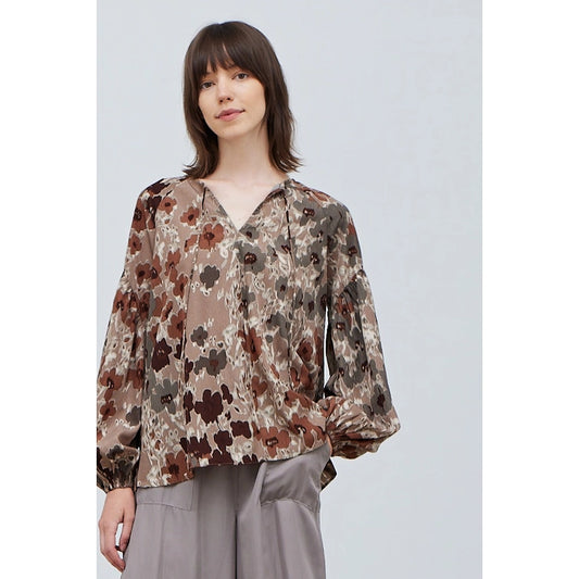 Floral Printed Blouse - Light Umber