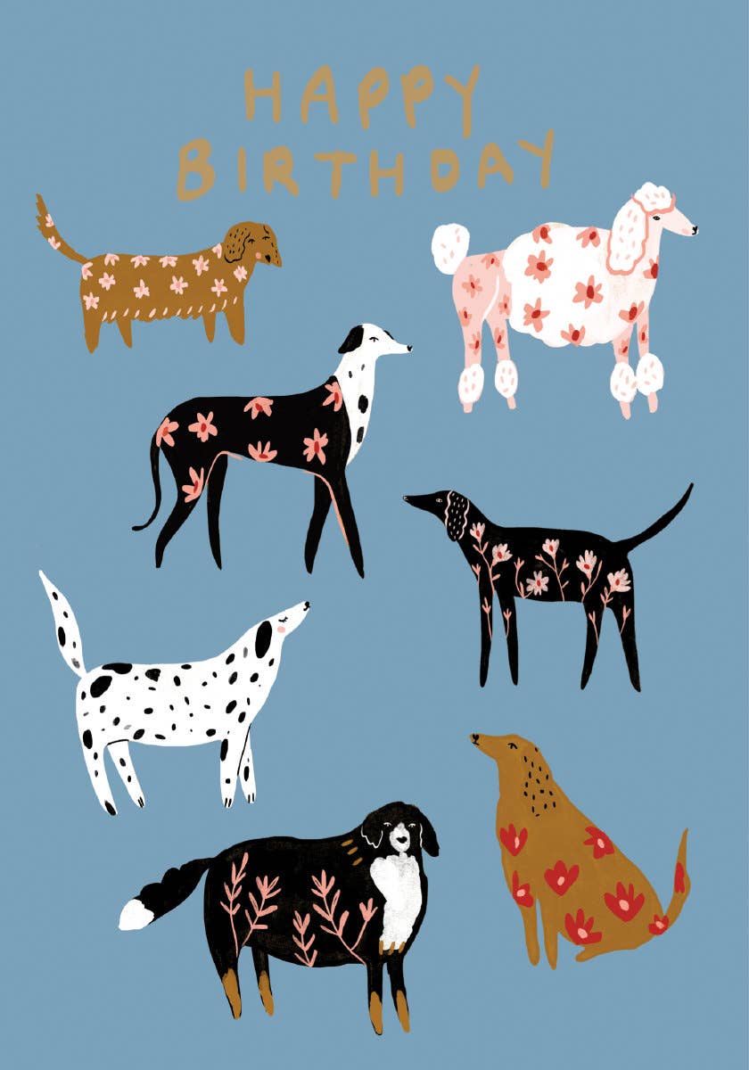 Roger La Borde - Floral Dogs Birthday Card