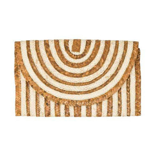 SANNA Picks - Straw Clutch Purse - White Brown