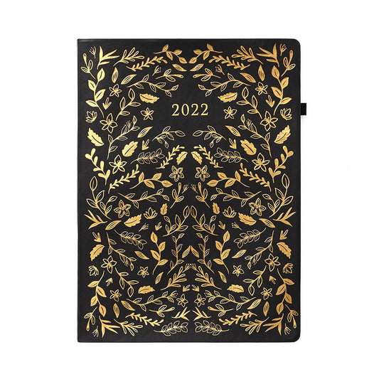 Paper Source - 2022 Chicago Avenue Floral Black Luxe Large Planner