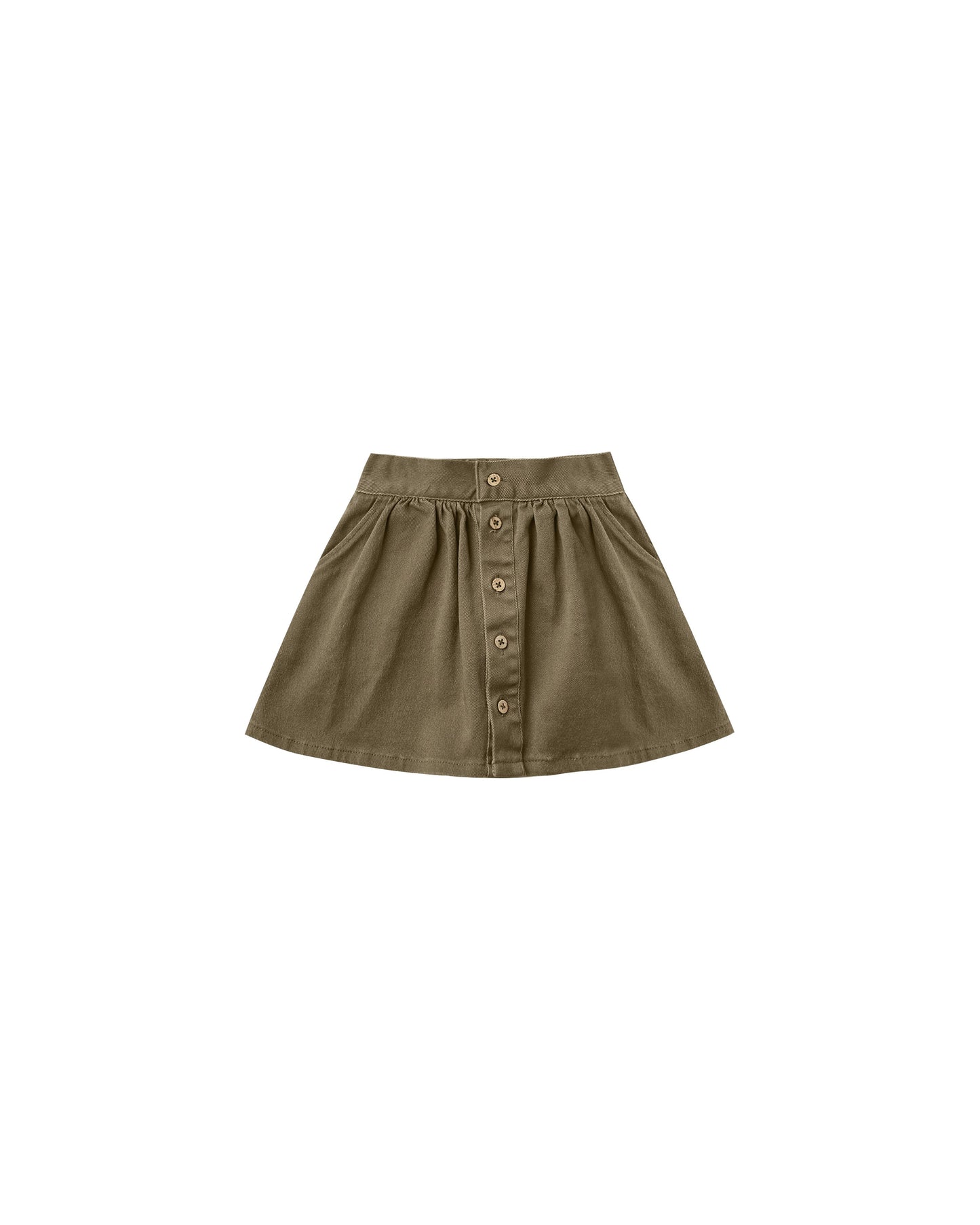 Rylee + Cru - Button Front Mini Skirt - Olive - LAST ONES 6-7Y + 8-9Y