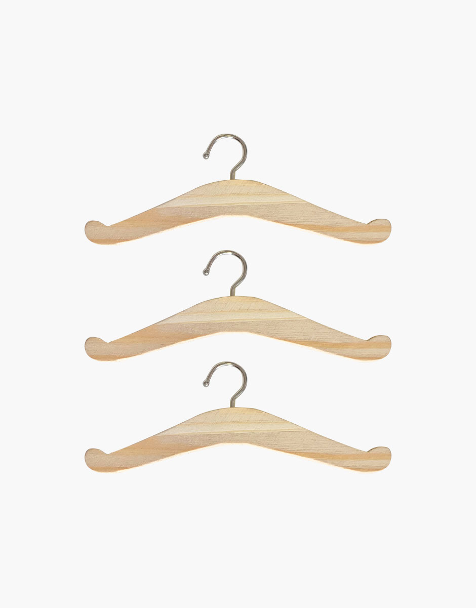 Minikane - Set of 3 Natural Wood Hangers