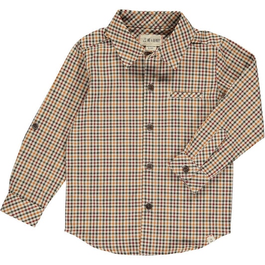 Me & Henry - Atwood Woven Shirt - Navy/Gold Plaid