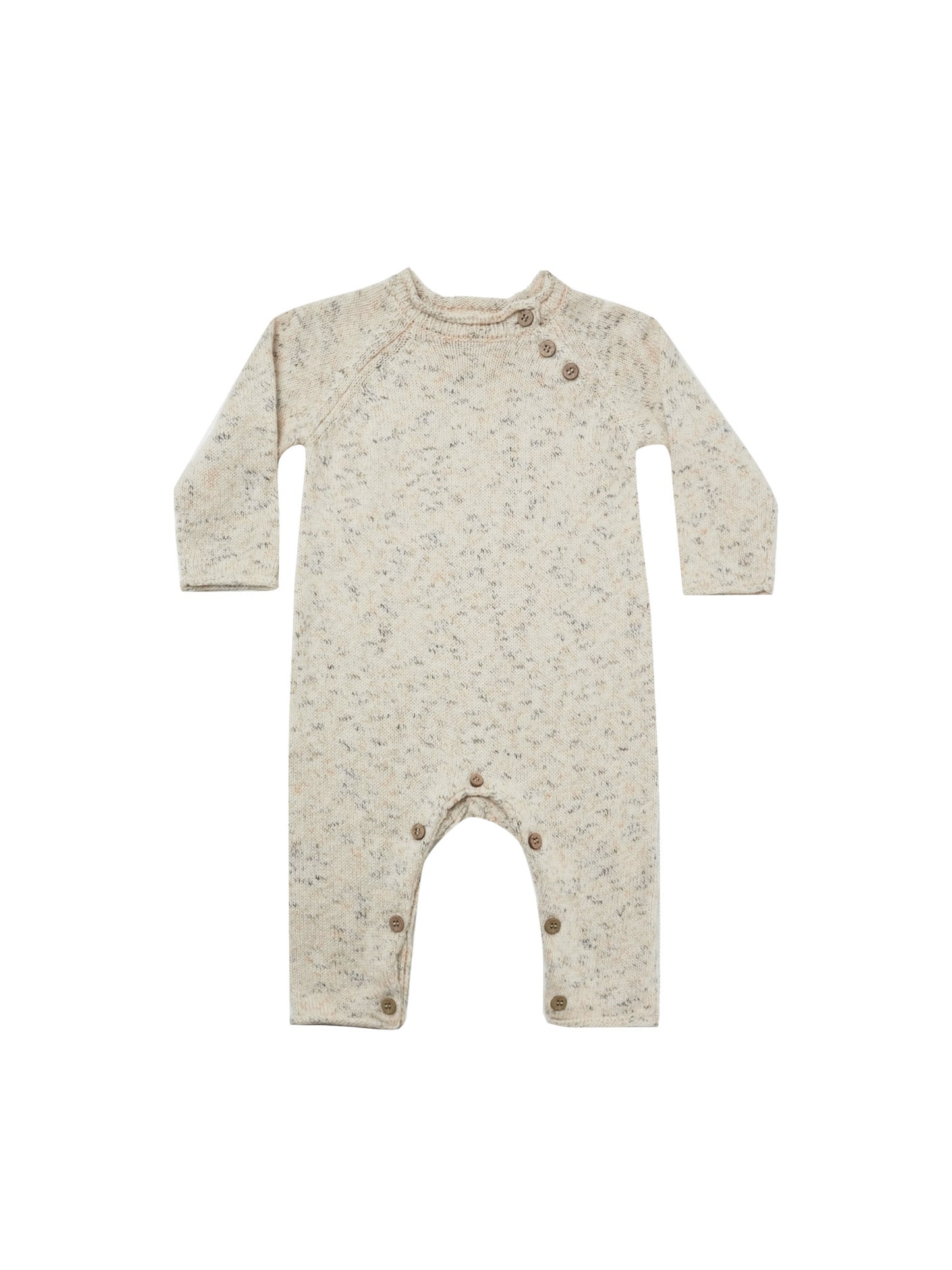Quincy Mae - Speckled Knit Jumpsuit - Natural- LAST ONE 12-18 MO