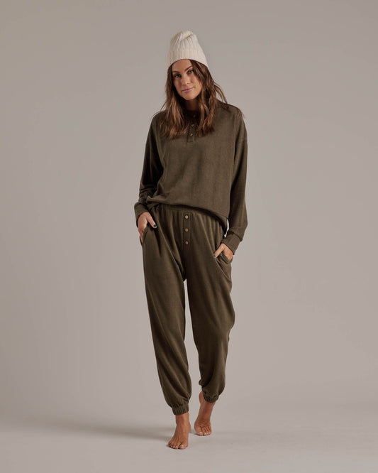 Rylee + Cru - Button Jogger Pant - Army
