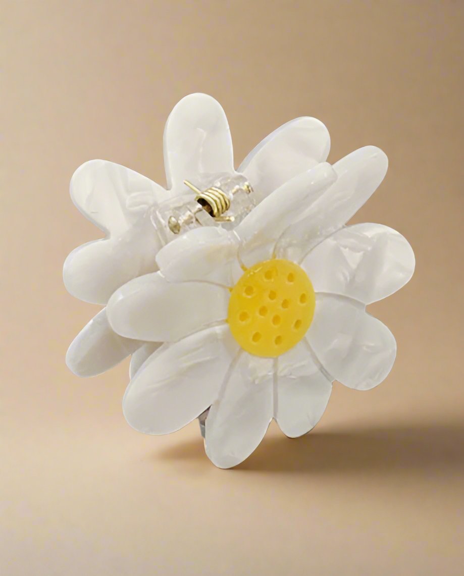 Resin Flower Hair Clip - White