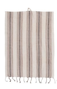 Woven Cotton Tea Towel - Gray Stripe