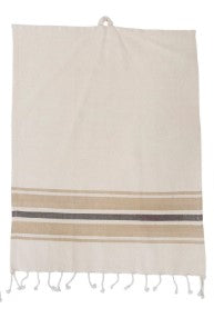 Woven Cotton Tea Towel - Tan Stripe