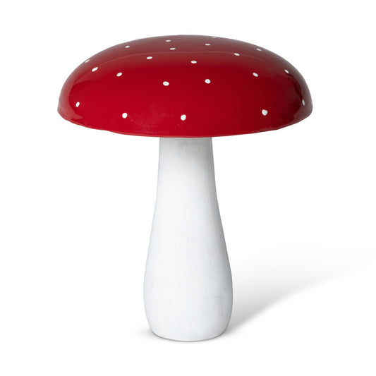 Red Polka Dot Wide Top Wooden Mushroom