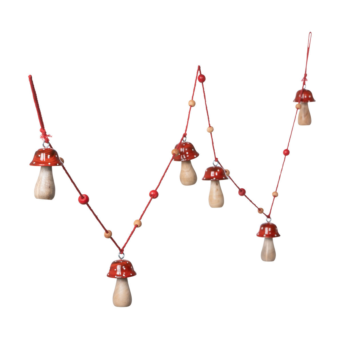 Red Polka Dot Wooden Mushroom Garland