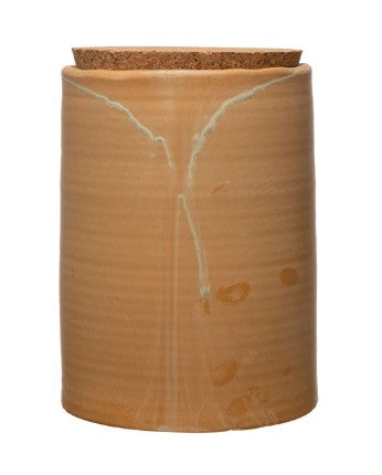 Large Stoneware Canister - Cork Lid - Reactive Glaze