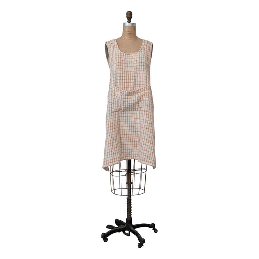 Cotton Printed Apron with Grid Pattern