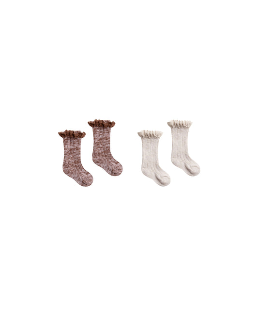 Rylee + Cru - Chunky Knit Socks Set - Wine & Stone - LAST ONE - 6-7Y