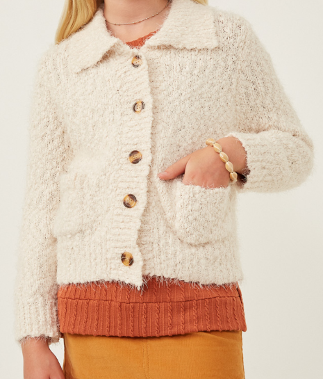 Girl's Knit Sweater - Cream - LAST ONES - YXL