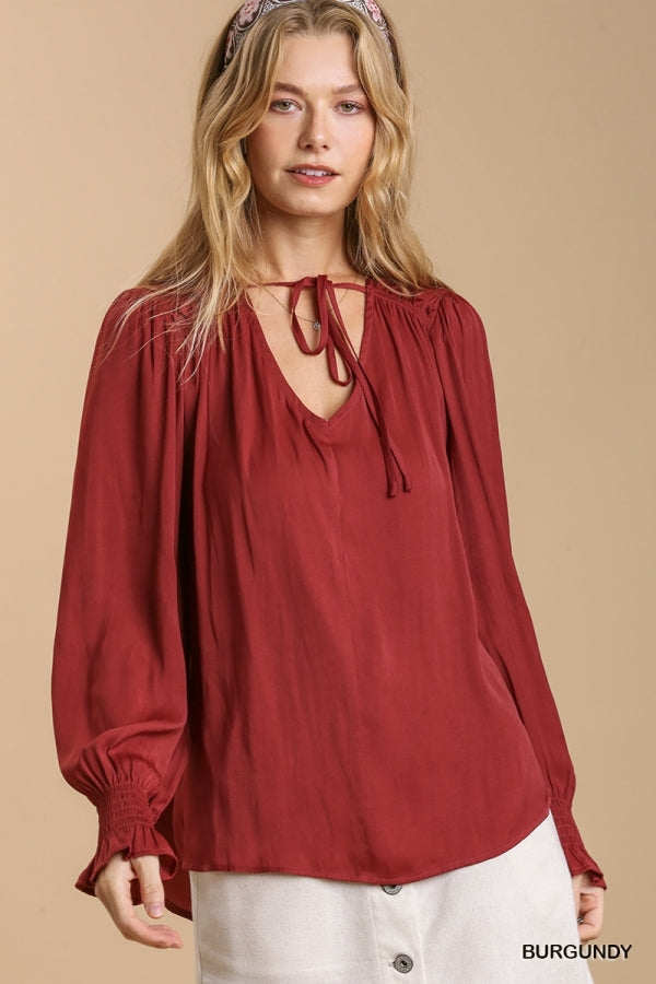 Satin Top - Burgundy - LAST ONE - L