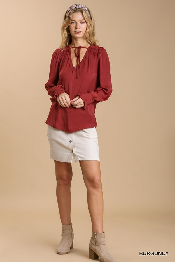 Satin Top - Burgundy - LAST ONE - L