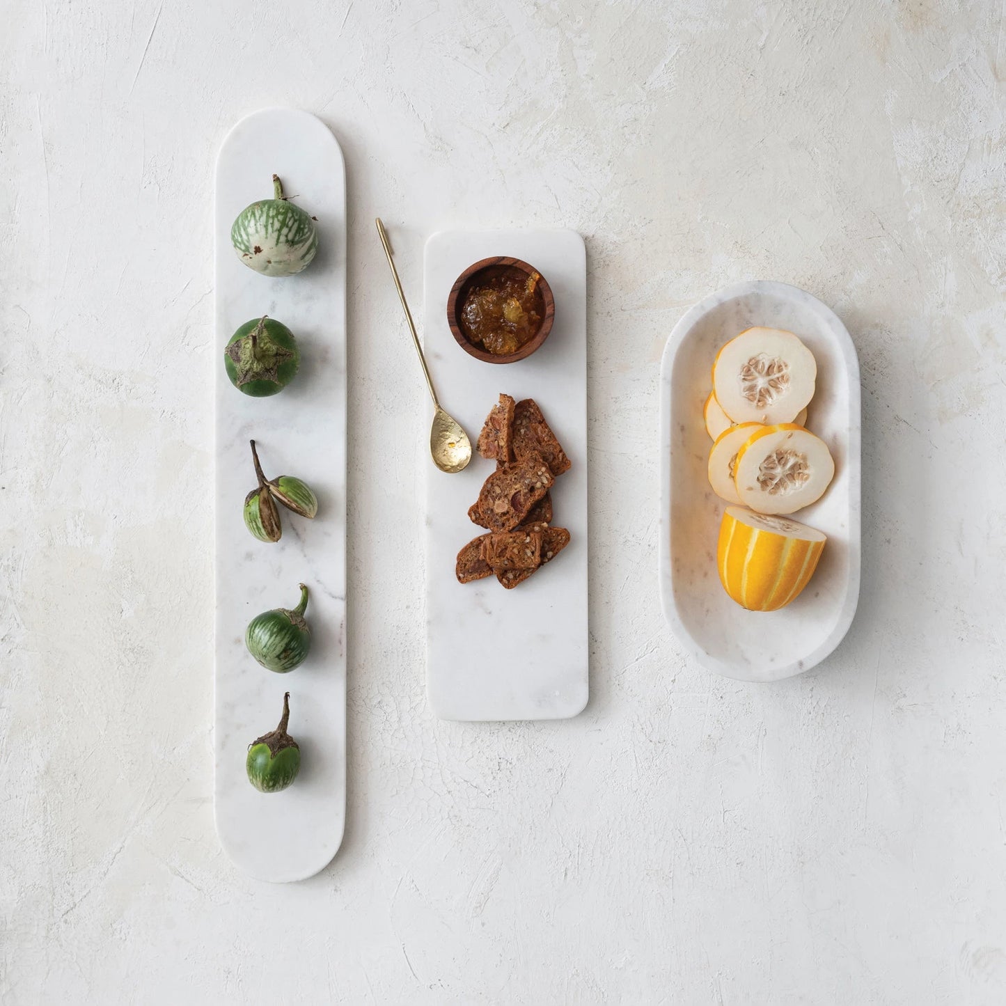 Marble Serving Board with Acacia Wood Bowl