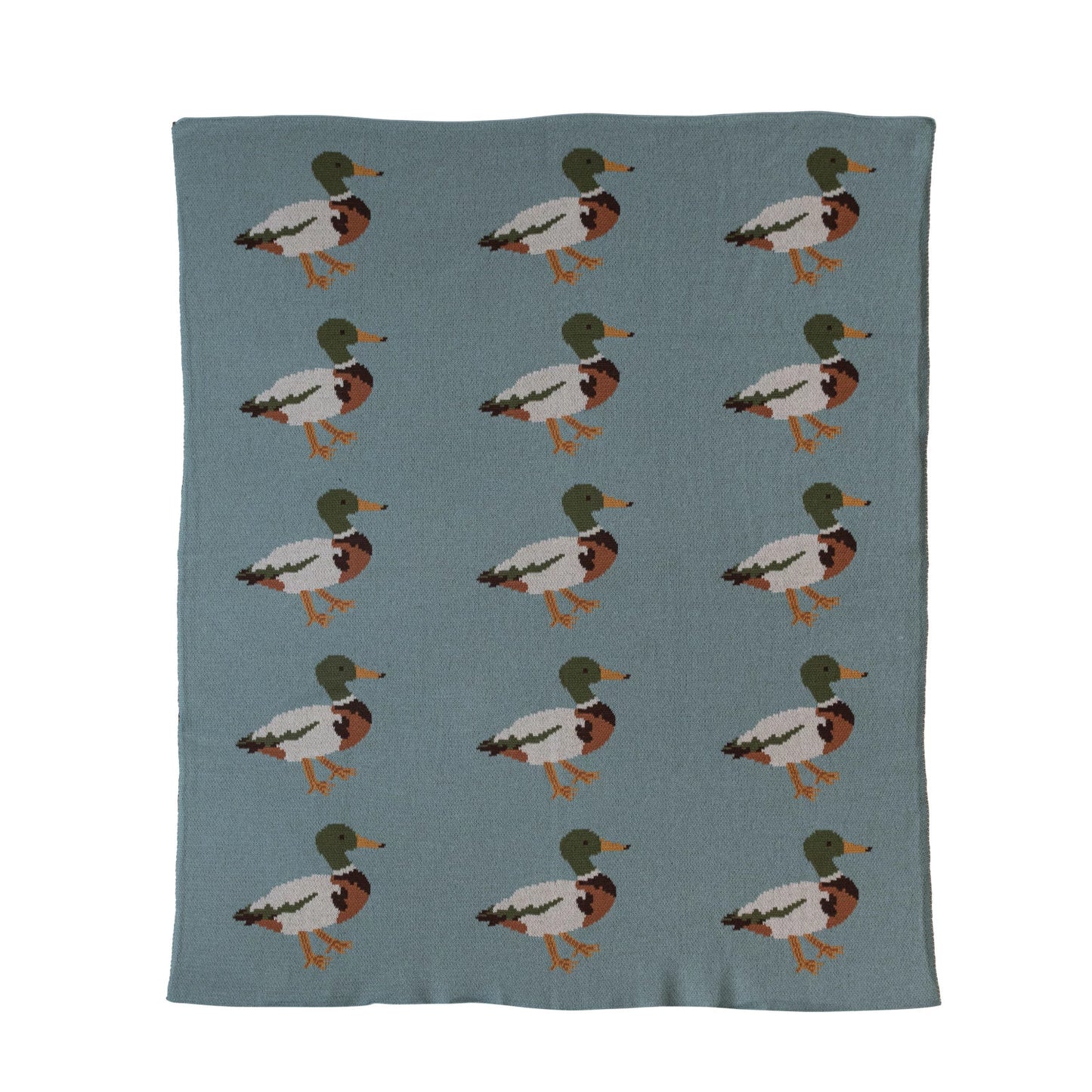 Cotton Knit Baby Blanket - Ducks