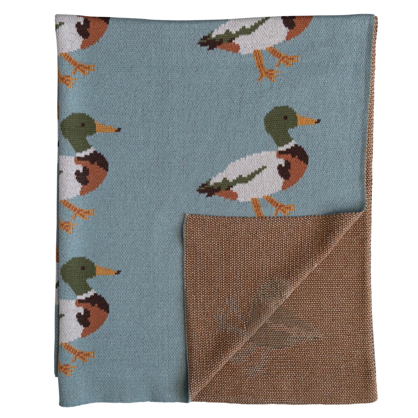 Cotton Knit Baby Blanket - Ducks