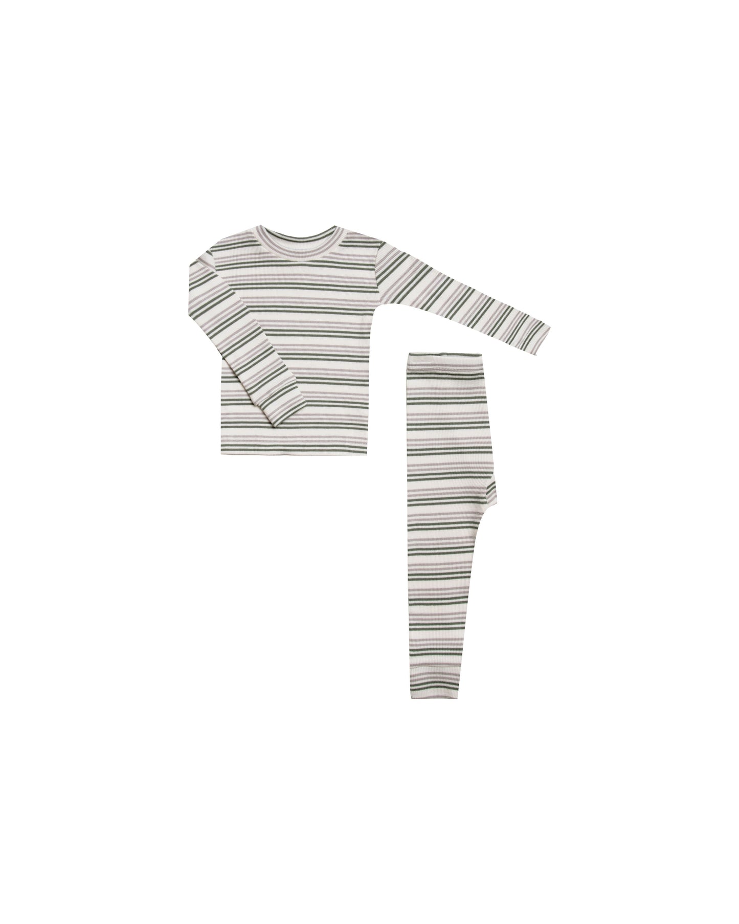 Rylee + Cru - Striped Pajama Set - Forest-Warm-Grey - LAST ONE - 12-14Y