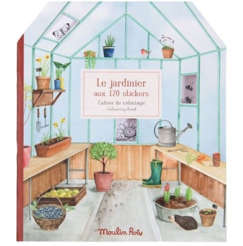 Moulin Roty - Coloring Book + Stickers - Garden