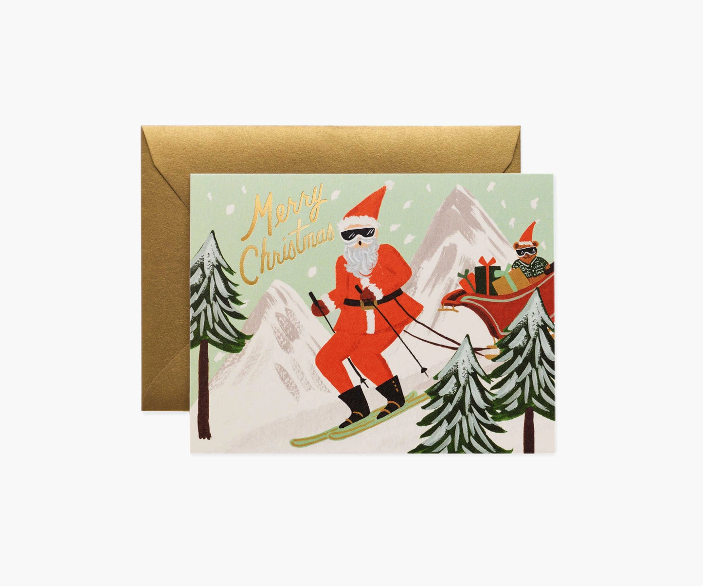 Rifle Paper Co. - Skiing Santa Card