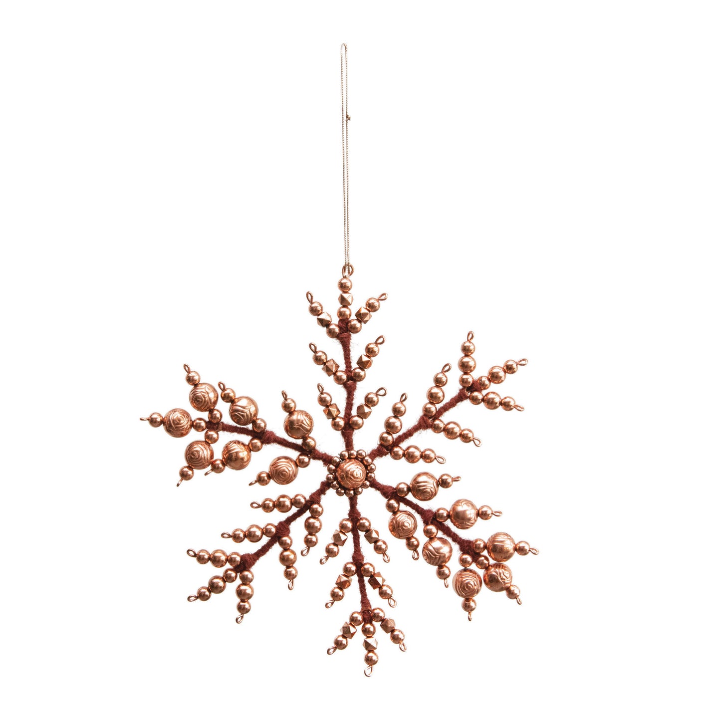 Glass Bead and Metal Snowflake Ornament