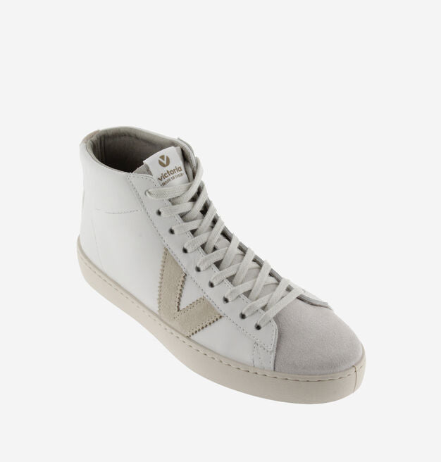 Victoria Shoes - Women's High Top - Berlin Leather + Split Leather - Hielo
