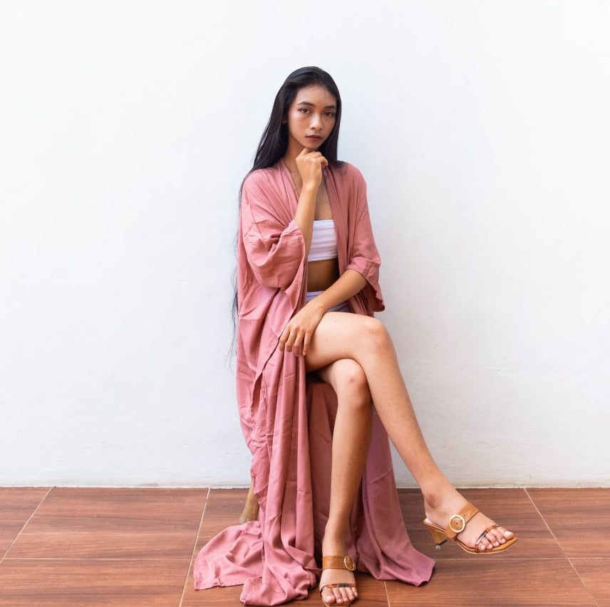 Rayon Kimono Cover Up - Dusty Pink