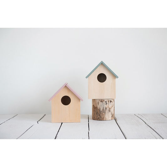 Decorative Wood Storage Birdhouse - blue