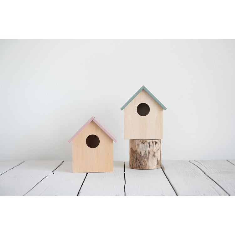 Decorative Wood Storage Birdhouse - blue