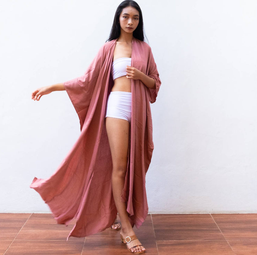 Rayon Kimono Cover Up - Dusty Pink