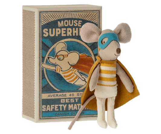 Maileg -Super Hero Mouse, Little Brother in Matchbox