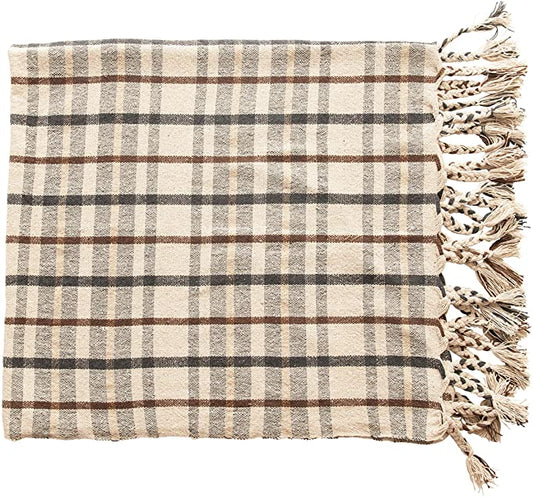Bloomingville - Cotton Blend Throw Blanket with Fringe
