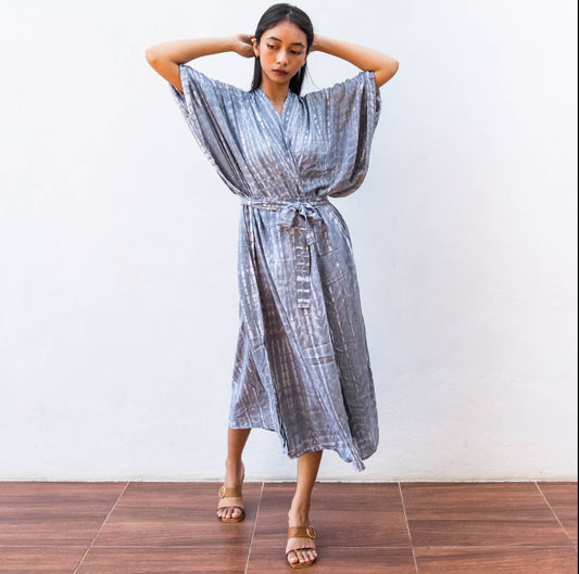 Tie Dye Kimono Cover Up - Grey