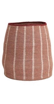 Hand-Woven Seagrass Basket with Vertical Stripes - Mauve