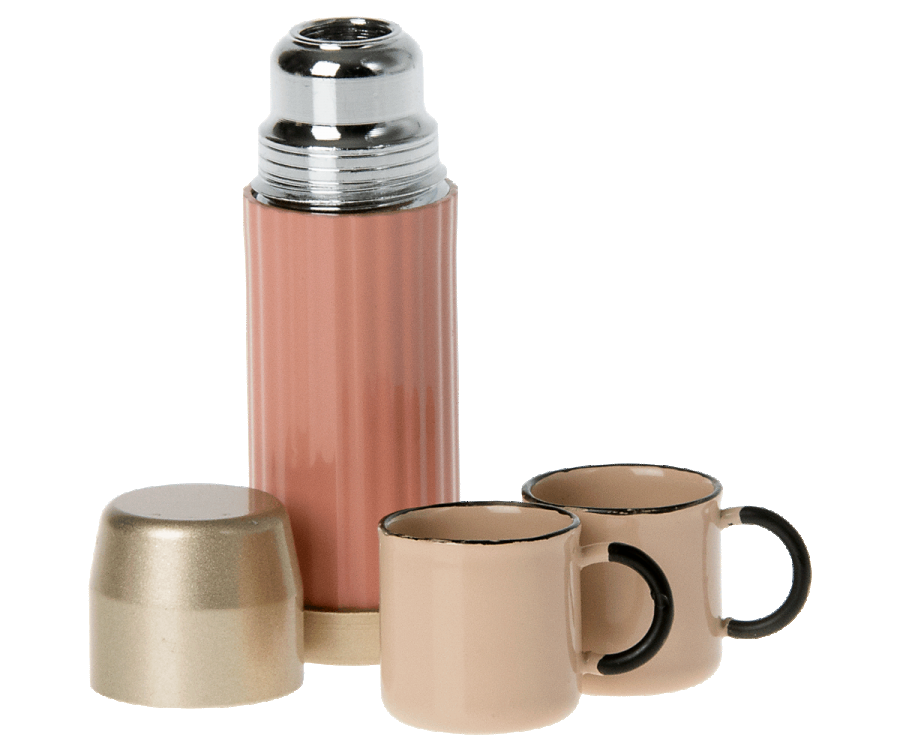 Maileg - Thermos and Cups Set, Soft Coral