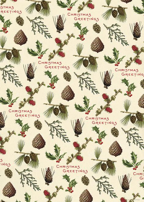 Cavallini Papers & Co - Pine Cones Wrap Sheet - 20” X 28”