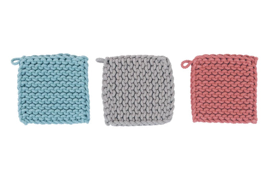 Square Cotton Crocheted Pot Holder - 3 Colors