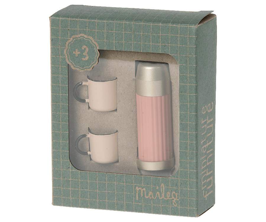 Maileg - Thermos and Cups Set, Soft Coral