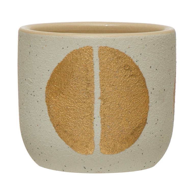 Sanna Picks - Stoneware Planter with Gold Design