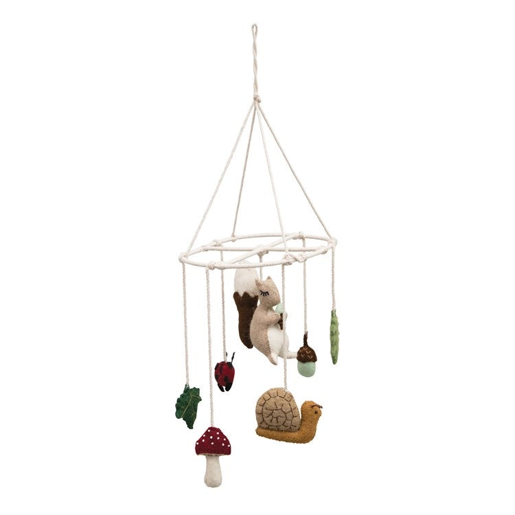 Wool Felt Forest Animals and Foliage Mobile