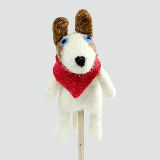 The Winding Road - Felt Dog With Scarf Finger Puppet
