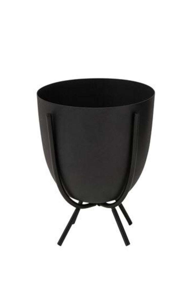 Metal Planter with Stand - Matte Black - Small