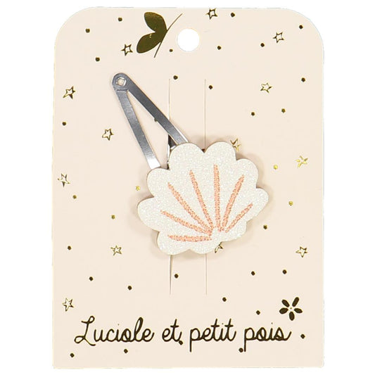 Luciole et Petit Pois - Seashell Hair Clip - White Glitter