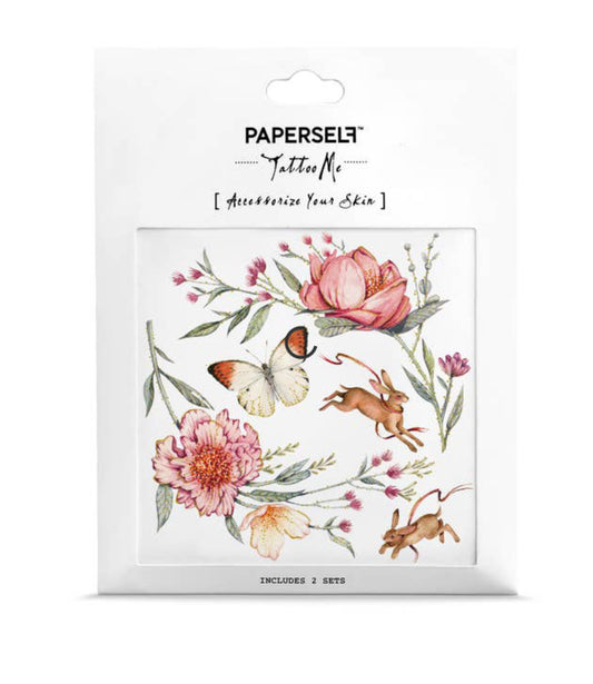 Roses & Rabbits Temporary Tattoo Stickers