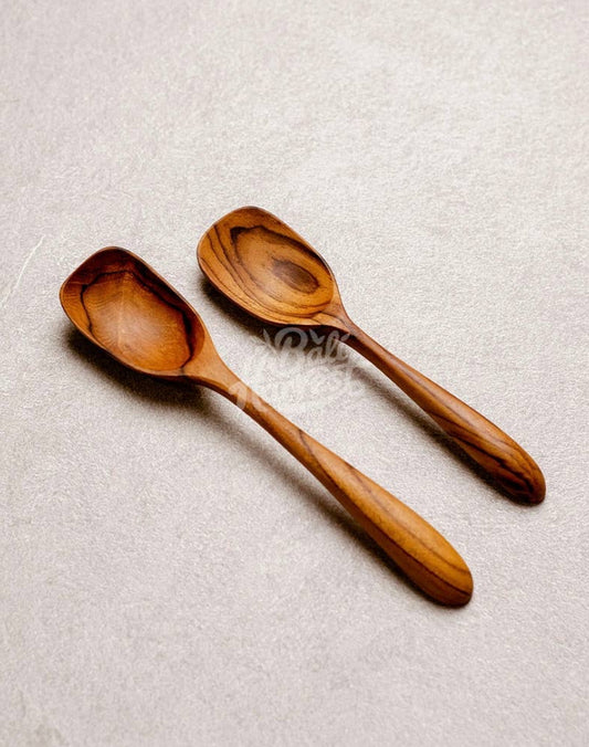 Square Teak Bowl Wooden Spoon