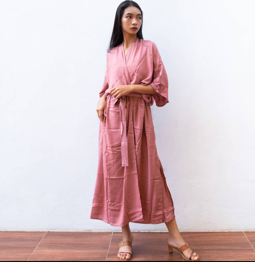 Rayon Kimono Cover Up - Dusty Pink