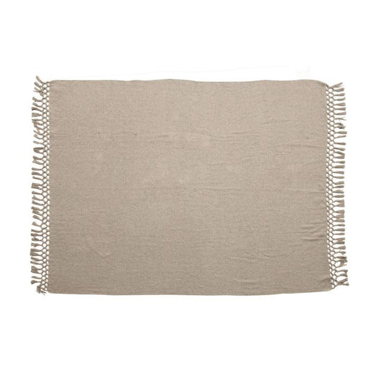 Sanna Picks - Cotton Blend Throw with Tassels - Grey